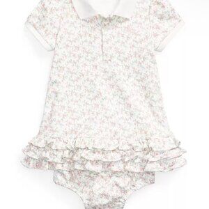 Ralph Lauren Baby Girls Ruffled Polo Dress and Bloomer
